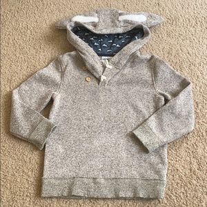 OshKosh B'gosh Heather Gray Hooded Sweater with Navy Lined Hood